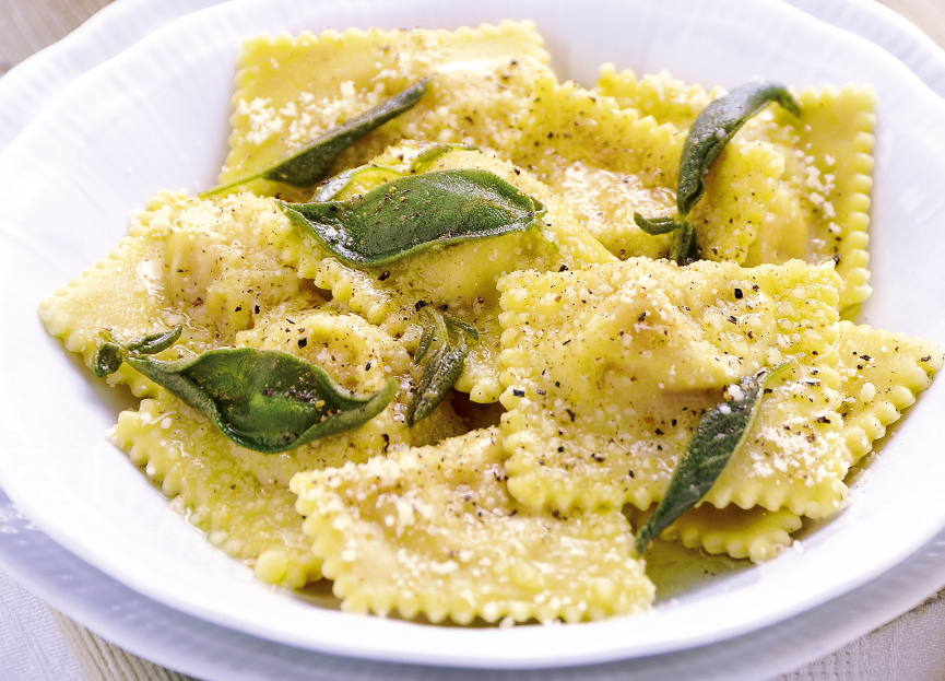 Ravioli farcie à la Borragine Bourrache, en sace Beurre&Sauge (100% végétarien)