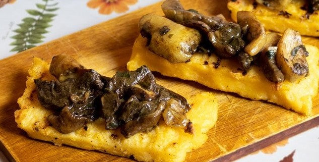 Champignons, Cepes "trifolati" & Polenta grille' 100% vegan